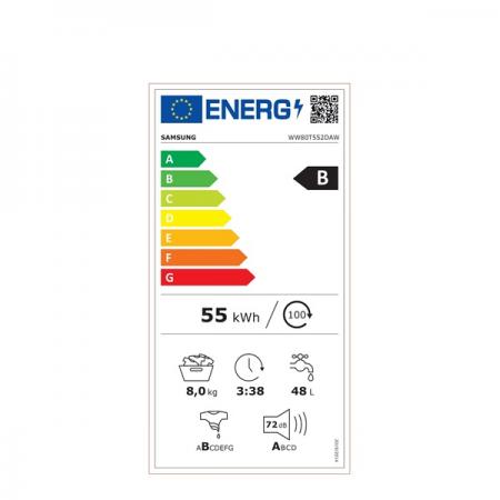 Samsung WW80T552DAW/S6 elöltöltős mosógép